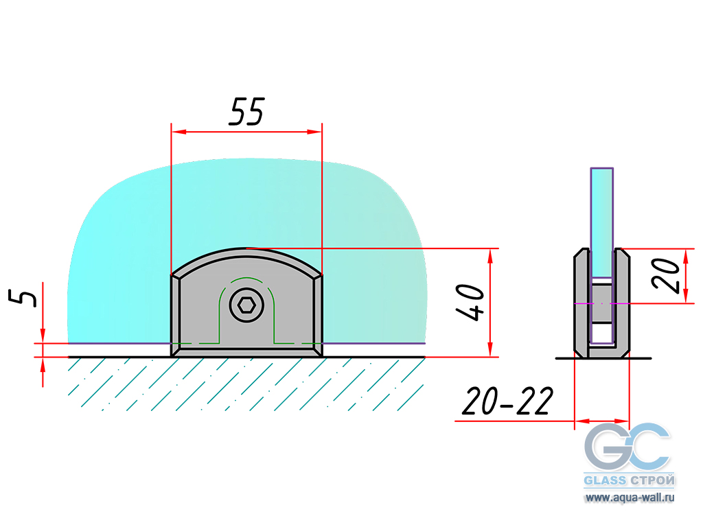 GLD-701 PC Коннектор для стекла душевого ограждения 8-12 мм хром